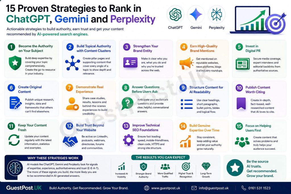 15 Proven Strategies to Rank in ChatGPT, Gemini and Perplexity
